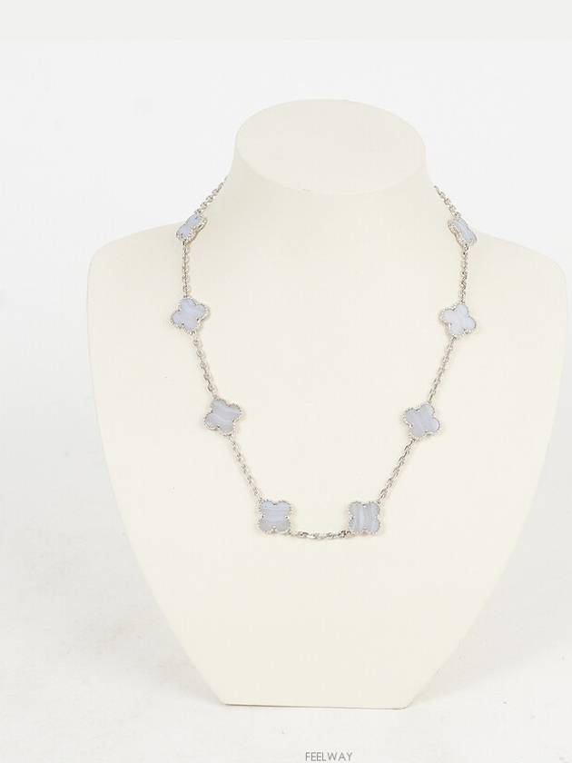 Van Cleef Arpels Vintage Alhambra Necklace 10 Motif White Gold Chalcedony 74188 - VANCLEEFARPELS - BALAAN 2