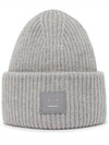 Face Patch Ribbed Wool Beanie Grey - ACNE STUDIOS - BALAAN 2