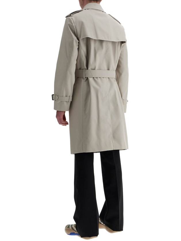 light beige polyester and cotton trench coat with adjustable belt - BURBERRY - BALAAN 3