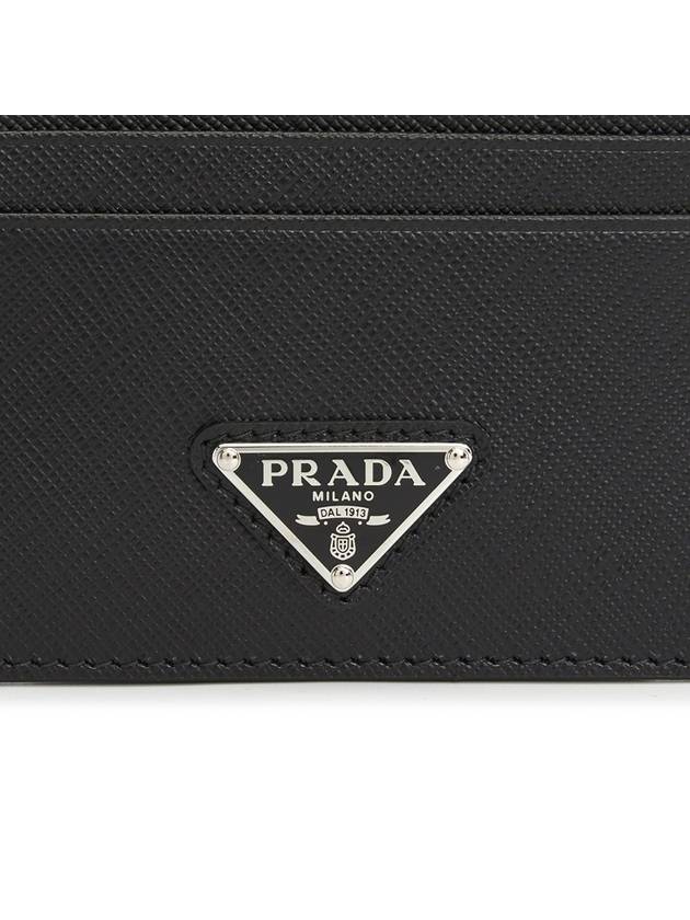 Triangle Logo Saffiano Leather Card Wallet Black - PRADA - BALAAN 7