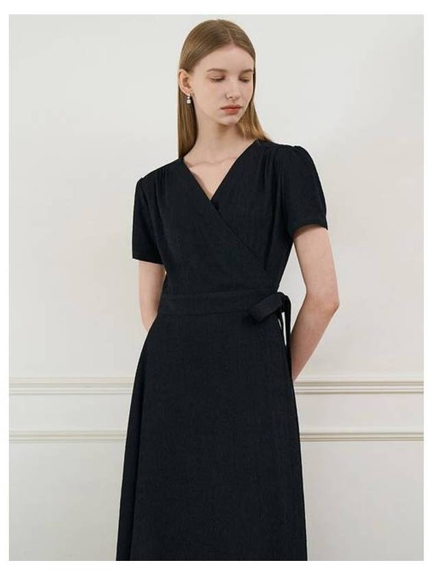 Vivianna VIVIANA Short Sleeve Wrap Long One Piece Black - AME - BALAAN 1