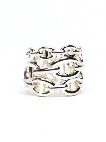 Large Chaine D'Ancre Enchainee Ring Silver - HERMES - BALAAN 1