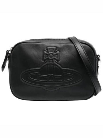 Women's Logo Nappa Leather Cross Bag Black - VIVIENNE WESTWOOD - BALAAN.