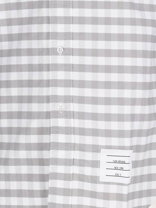 Men's Check Oxford Long Sleeve Shirt Grey - THOM BROWNE - BALAAN 4