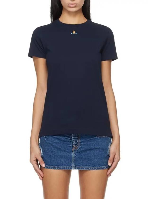 Embroided ORB Peru Short Sleeve T-Shirt Navy - VIVIENNE WESTWOOD - BALAAN 4