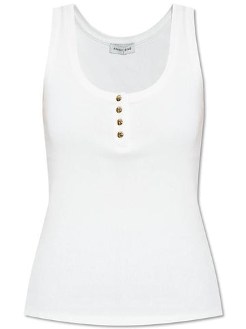 Anine Bing Ribbed Top Alessia, Women's, White - ANINE BING - BALAAN 1