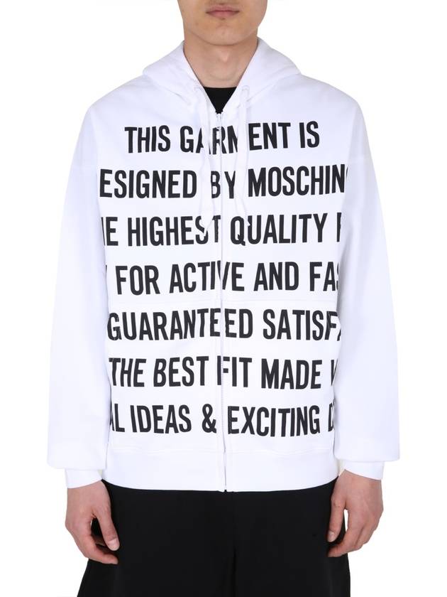 Men's Lettering Logo Hooded Zip-Up White - MOSCHINO - BALAAN 2