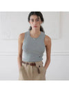 Square Neck Knit Sleeveless Grey - NOIRER FOR WOMEN - BALAAN 1