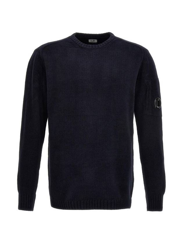 Chenille Cotton Plain Jumper Knit Top Navy - CP COMPANY - BALAAN 1