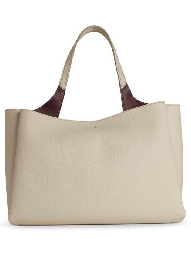 Logo Leather Medium Tote Bag White - TOD'S - BALAAN 4