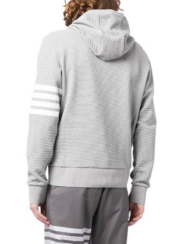 4 Bar Stripe Logo Patch Zip-Up Hoodie Grey - THOM BROWNE - BALAAN 3