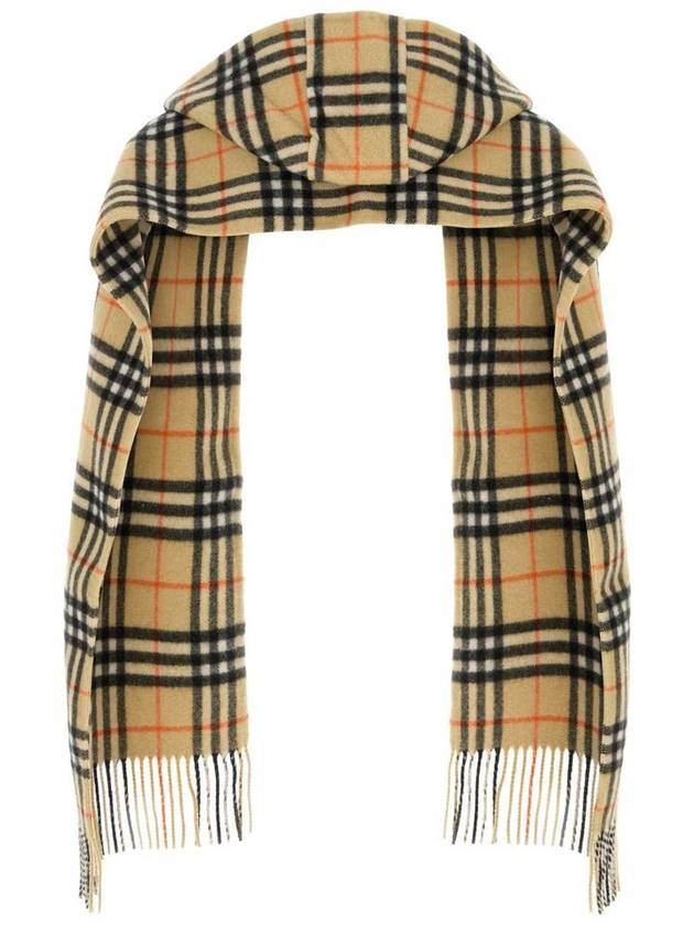 Check Cashmere Hooded Scarf Sand - BURBERRY - BALAAN 3