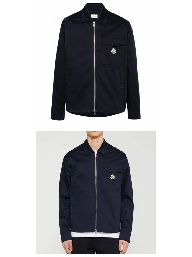 Gabardine Logo Pocket Zip Up Jacket Navy Blue - MONCLER - BALAAN 5