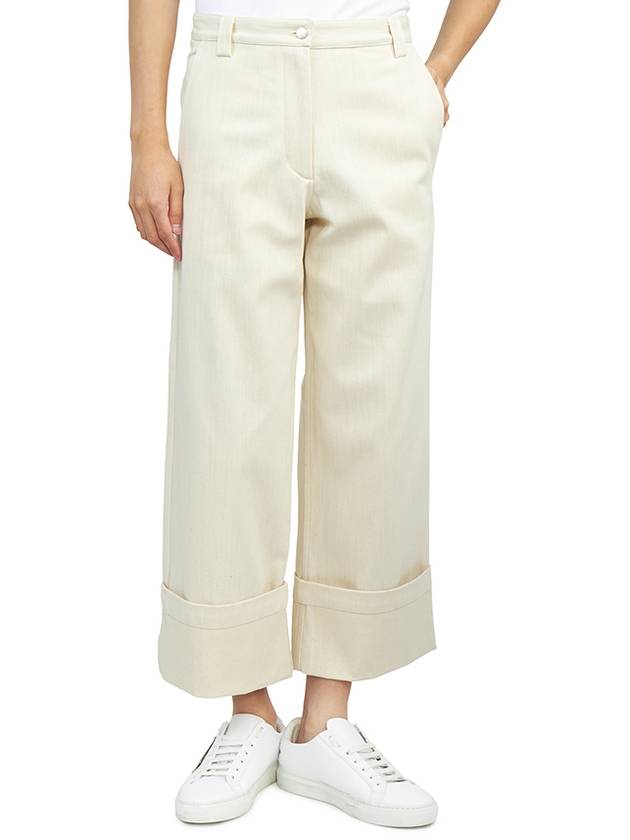 Cotton Wide Pants Iridescent White - MONCLER - BALAAN.