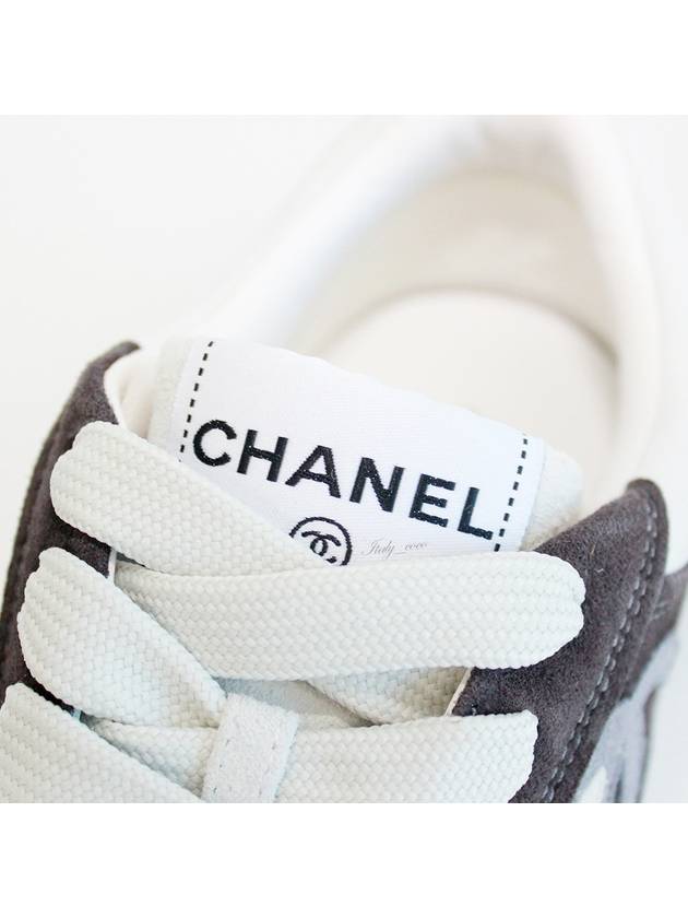 CC Logo Suede Kidskin Low Top Sneakers Black - CHANEL - BALAAN 8