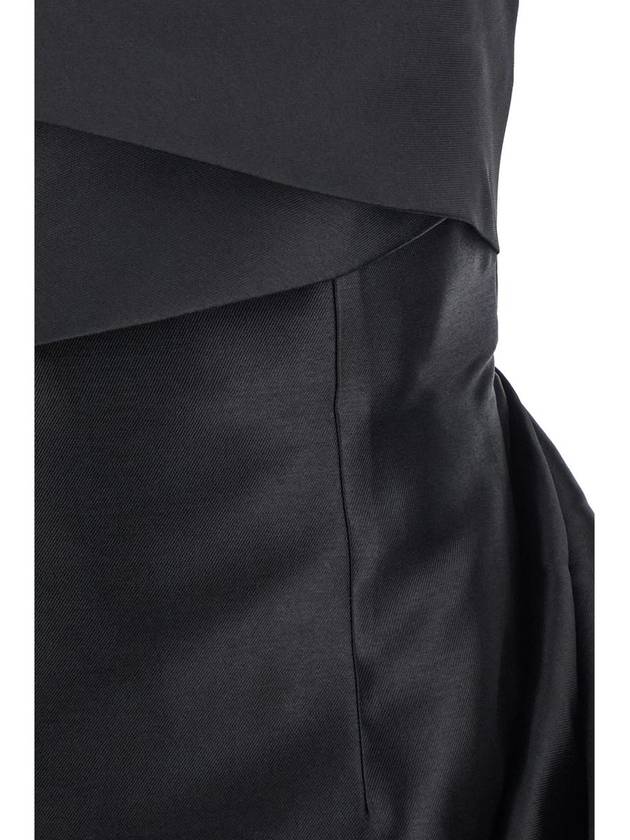 'Meyer' Black Mini Dress With Boned Bodice And Train In Tech Fabric Stretch Woman - SOLACE LONDON - BALAAN 3