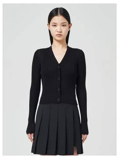 See through ribbed V neck cardigan black domestic product GM0023112872771 - JUUN.J - BALAAN 1