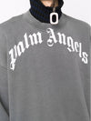 Men's Curved Logo Sweatshirt Grey - PALM ANGELS - BALAAN 7