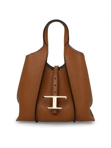 T Timeless Leather Shopping Mini Tote Bag Brown - TOD'S - BALAAN 1
