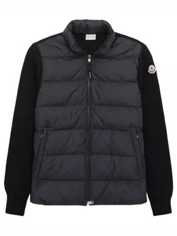 Men s Padded Wool Zip up Mix Cardigan Black 237794 - MONCLER - BALAAN 1