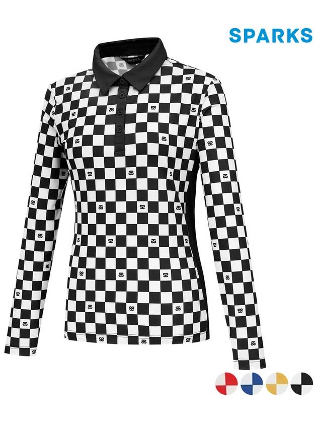 Logo Checkered Long Sleeve Collar T-Shirt SO1LTS101 - SPARKS - BALAAN 5