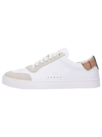 Leather Suede Check Cotton Sneakers Neutral White - BURBERRY - BALAAN 1