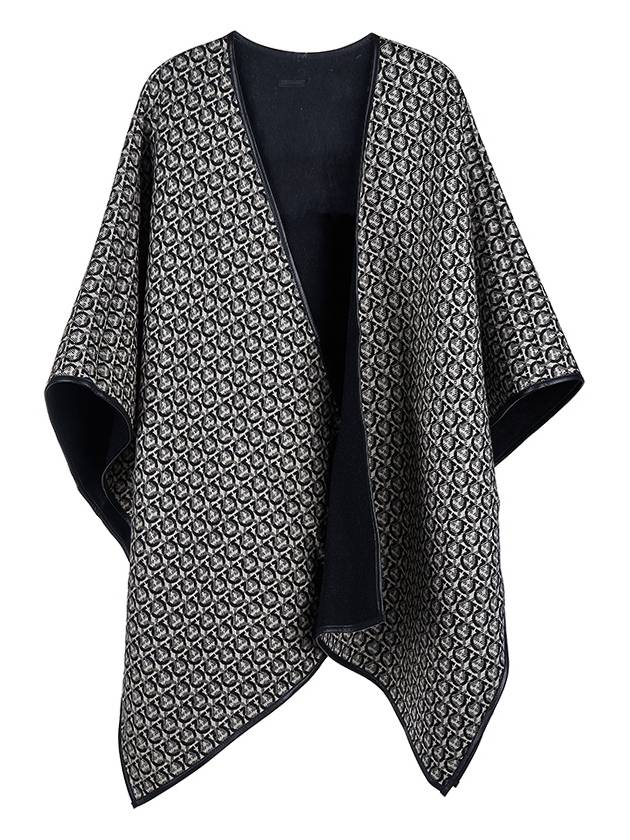 Gancini Wool Cape Black - SALVATORE FERRAGAMO - BALAAN.