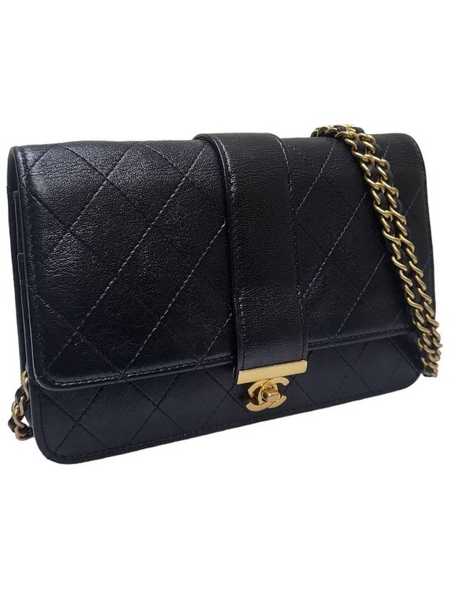 Women s A81434 Front Black Leather CC Gold Chain WOC Cross Bag - CHANEL - BALAAN 2