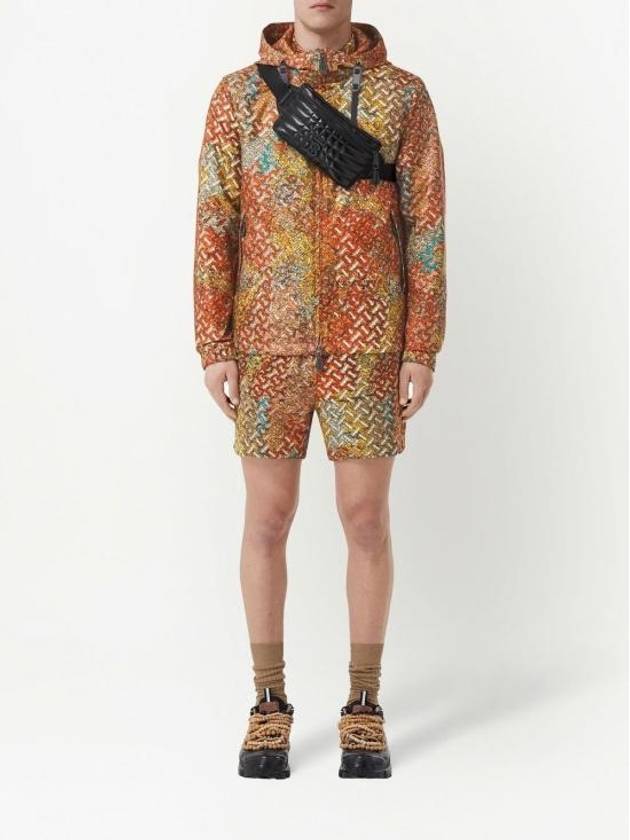 Printed Silk Hooded Jacket Orange - BURBERRY - BALAAN 5