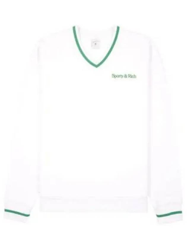 Embroidery Logo V-neck Cotton Sweatshirt White - SPORTY & RICH - BALAAN 2