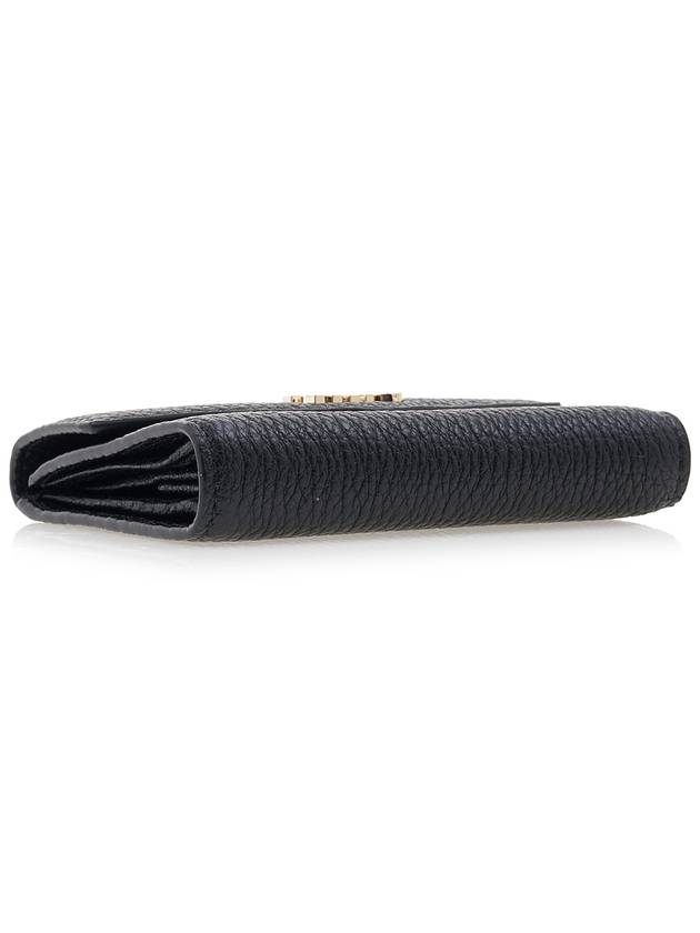 Logo Leather Tri-fold Half Wallet Black - MIU MIU - BALAAN 6