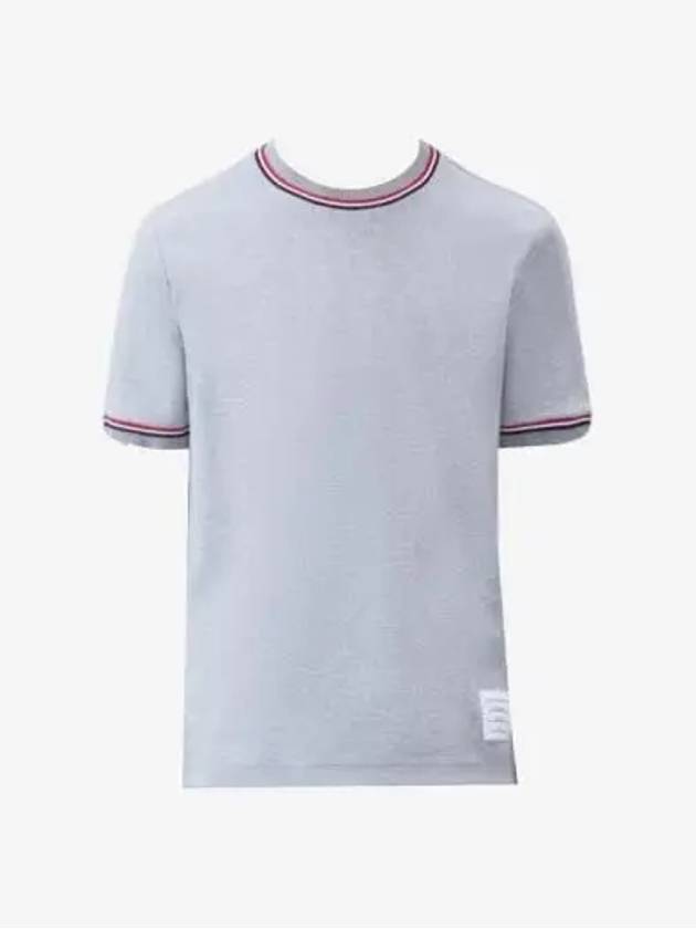 RWB Trimmed Cotton Short Sleeve T-Shirt Grey - THOM BROWNE - BALAAN 2