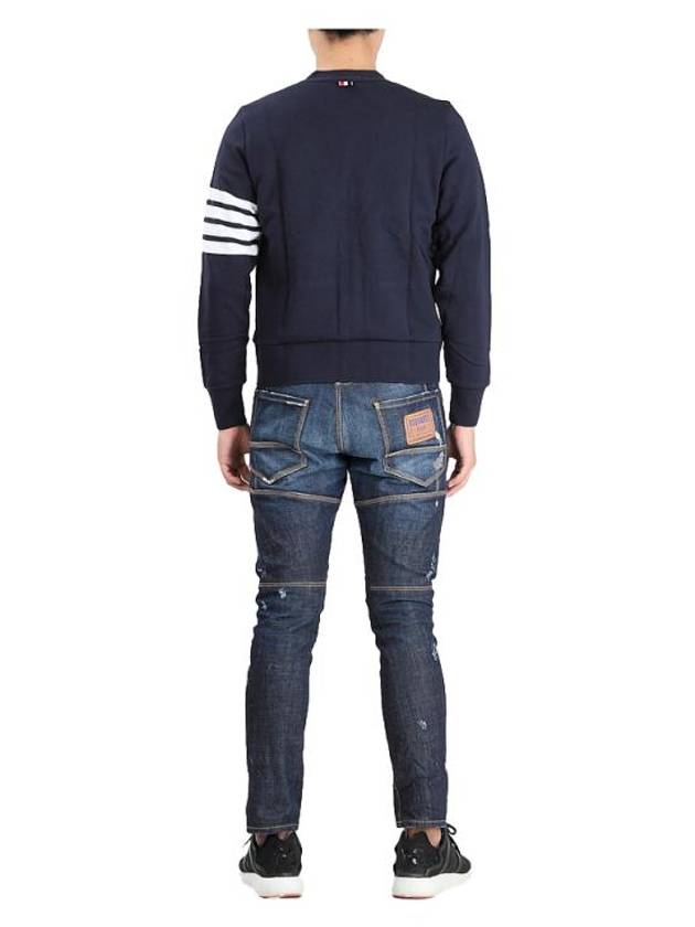 Classic V-Neck 4 Bar Stripe Cardigan Navy - THOM BROWNE - BALAAN 5