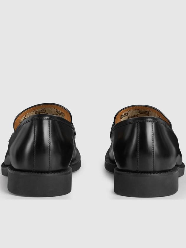 Shiny Horsebit Leather Loafer Black - GUCCI - BALAAN 4