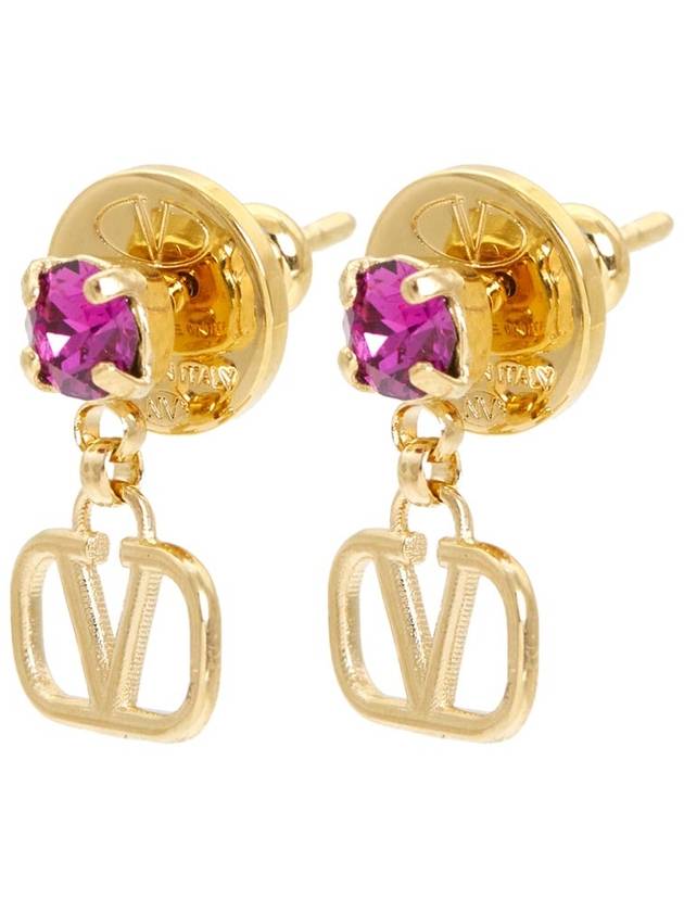 V Logo Crystal Drop Earrings Gold - VALENTINO - BALAAN 2