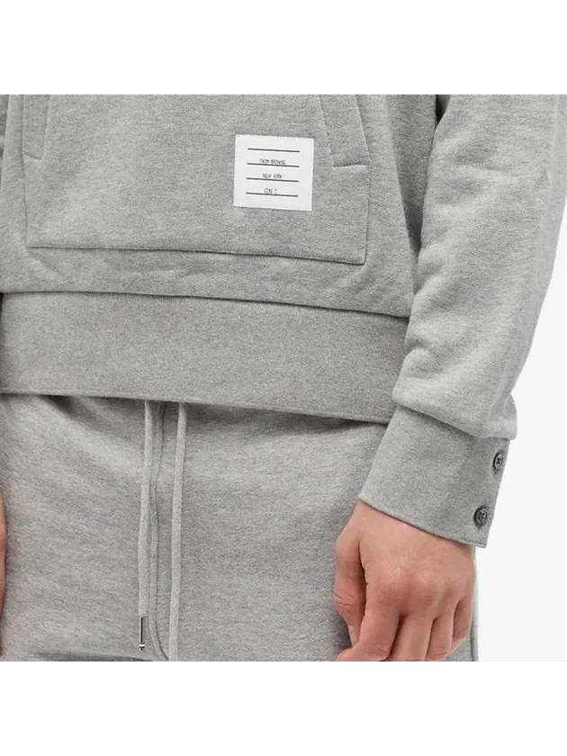 Center Back Stripe Cotton Zip Up Hoodie Light Grey - THOM BROWNE - BALAAN 5