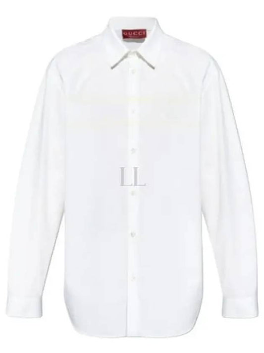 Logo Cotton Long Sleeve Shirt White - GUCCI - BALAAN 2