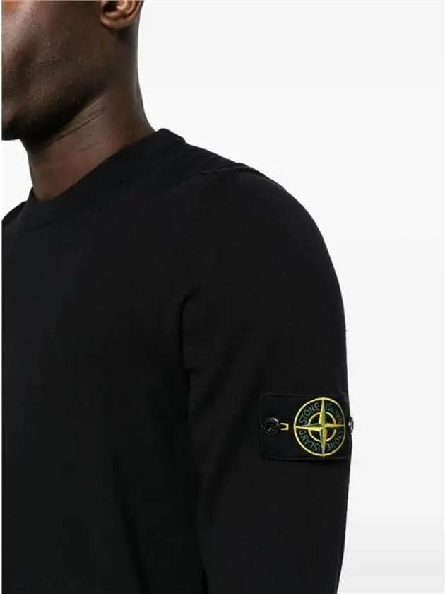 Raw Hand Cotton Crewneck Knit Top Black - STONE ISLAND - BALAAN 3