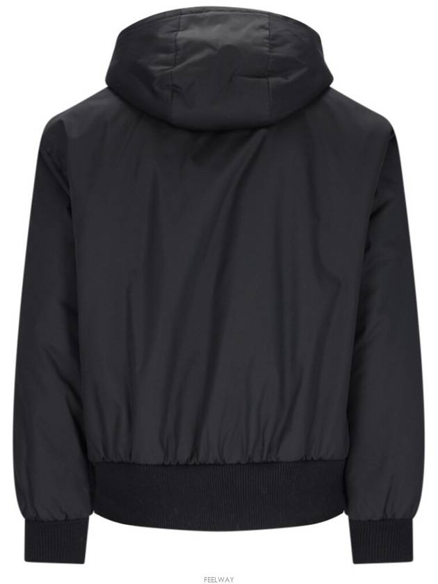 Triangle Logo Re-Nylon Zip Up Hoodie Black - PRADA - BALAAN 6