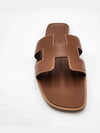 Oran Calfskin Slippers Gold Piqures Ecrues - HERMES - BALAAN 5