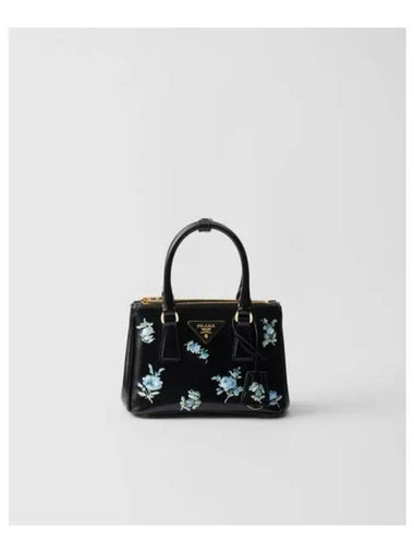 Galleria printed brushed leather mini bag black 291590 - PRADA - BALAAN 1