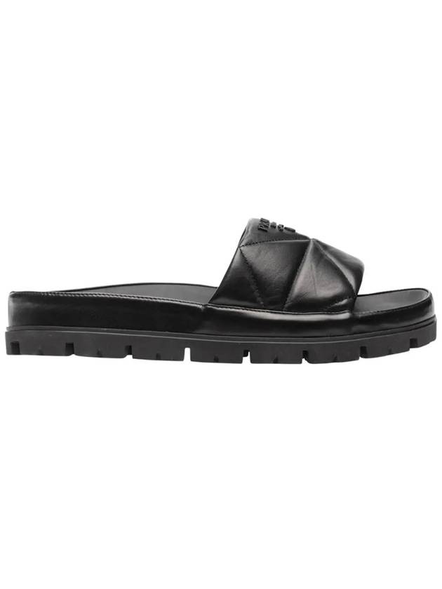 Quilted Nappa Leather Slide Slippers Black - PRADA - BALAAN 3