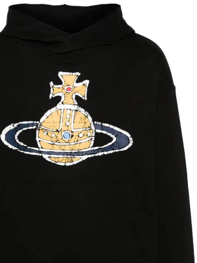 Embroidered Logo Cotton Hoodie Black - VIVIENNE WESTWOOD - BALAAN 3