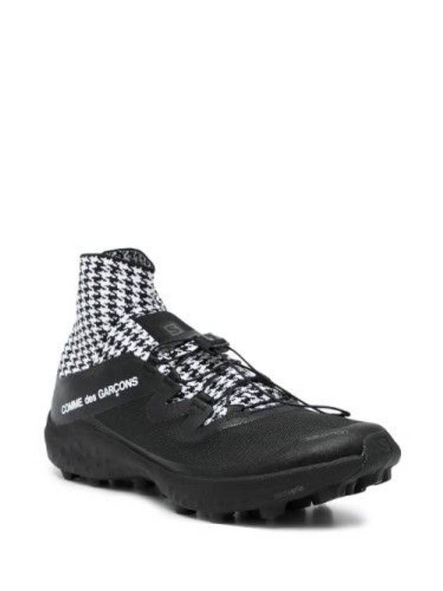 Salomon Cross Houndstooth High Top Sneakers Black - COMME DES GARCONS - BALAAN 3