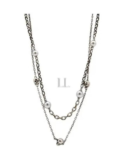 Pearl Skull Chain Necklace Silver - ALEXANDER MCQUEEN - BALAAN 2