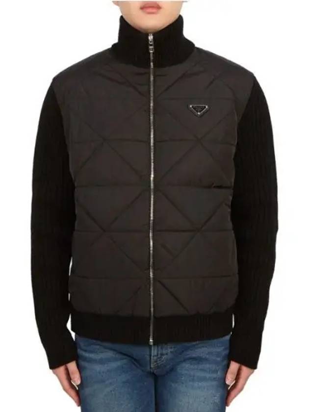 Triangle Logo Re-Nylon Wool Padded Jacket Black - PRADA - BALAAN 2