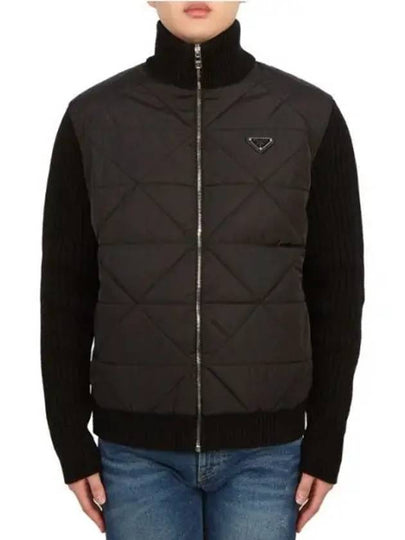 Triangle Logo Re-Nylon Wool Padded Jacket Black - PRADA - BALAAN 2