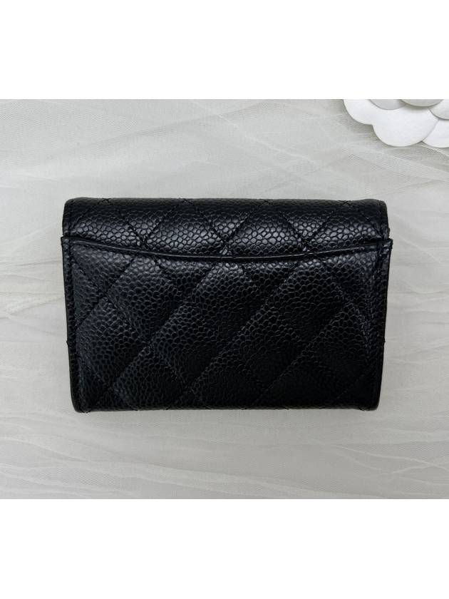 Classic Card Holder Grained Calfskin Silver Black - CHANEL - BALAAN 4