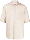 Lyocell Silk Cotton Check Short Sleeve Shirt Beige - LEMAIRE - BALAAN 1