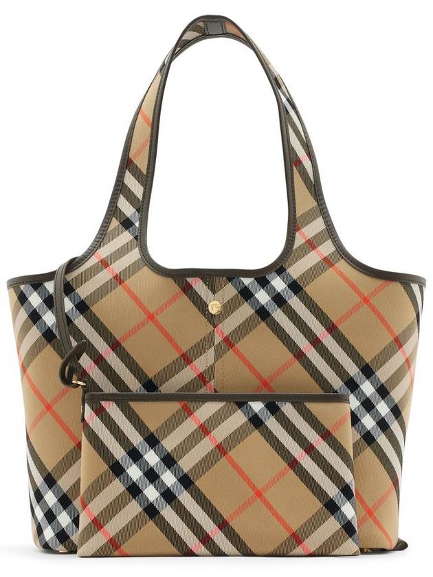 Check Small Tote Bag Sand - BURBERRY - BALAAN 3